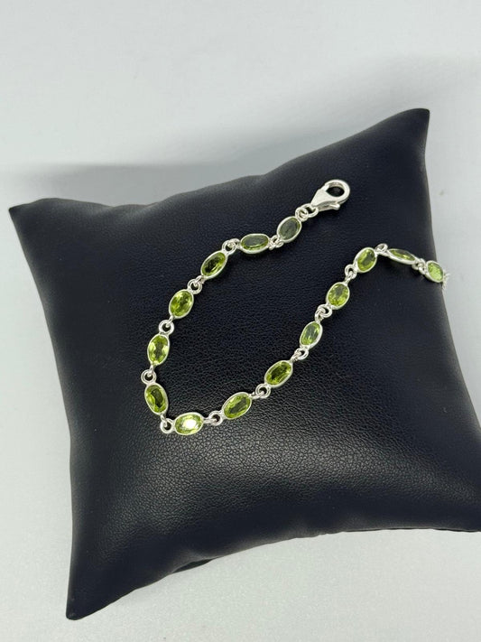 Bracciale in argento 925 serpentino verde