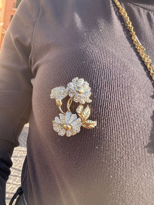 Spilla in argento 800 fiori