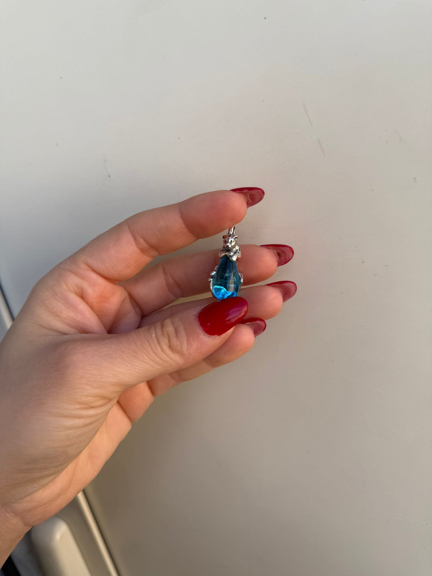 Ciondolo topazio azzurro pantera in argento 925