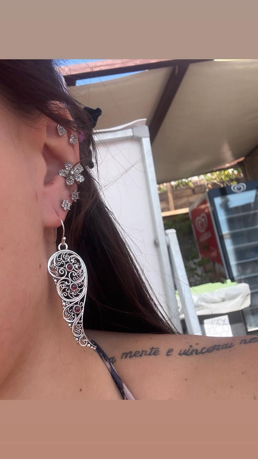 Orecchini in argento 925 granato rosso