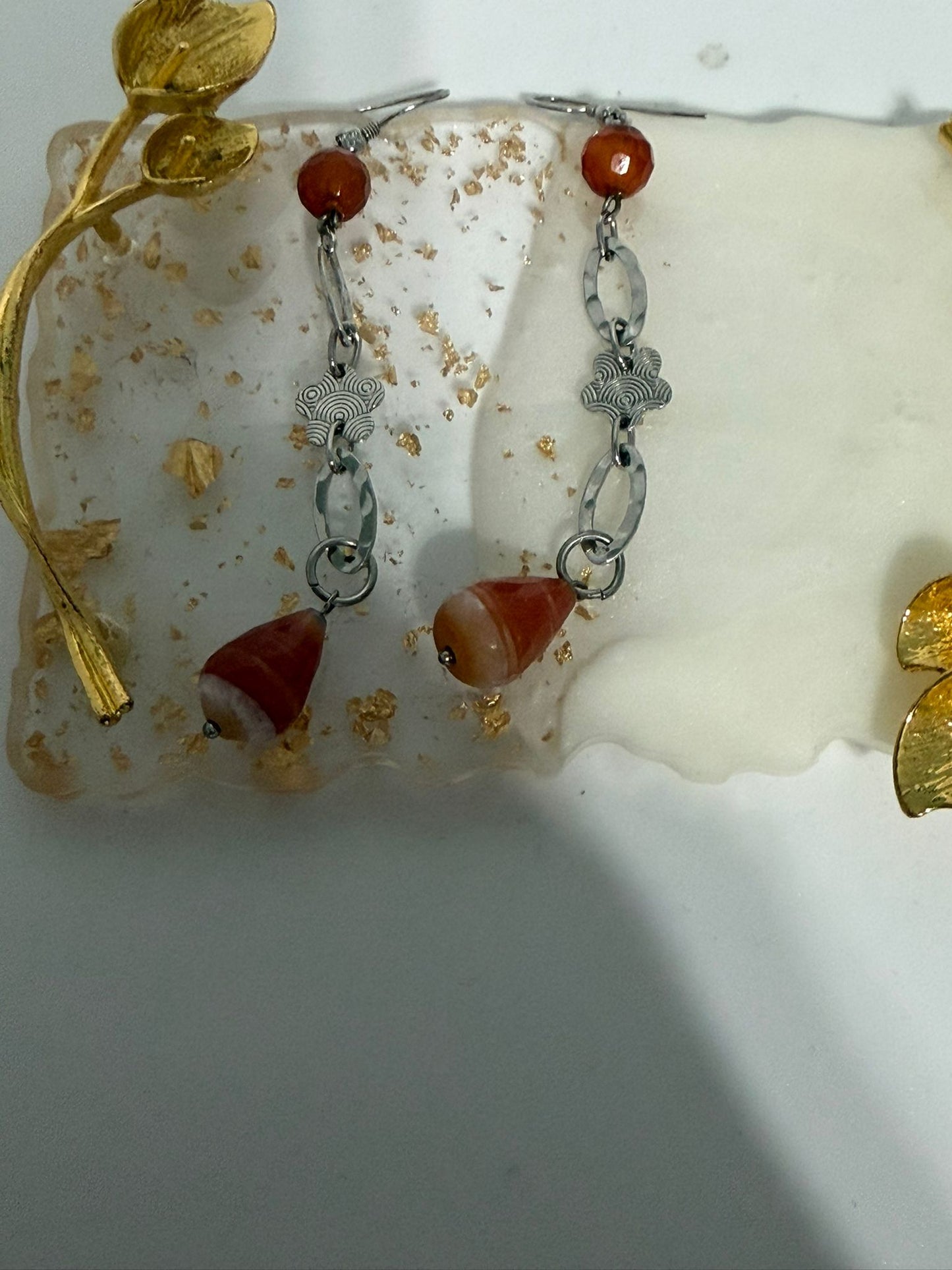 Orecchini pendenti in argento 925 con corniola