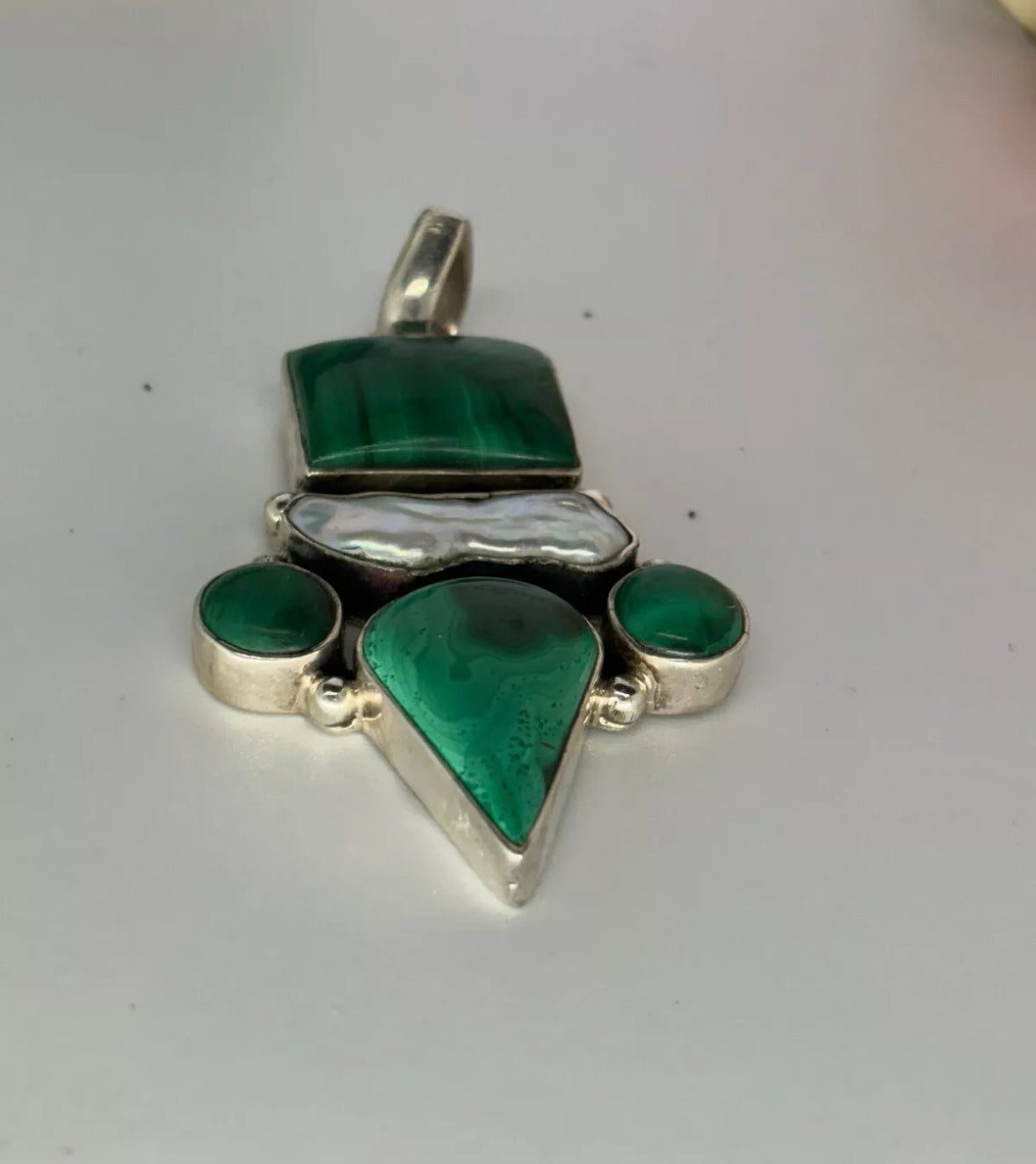 Collana in argento 925 malachite verde