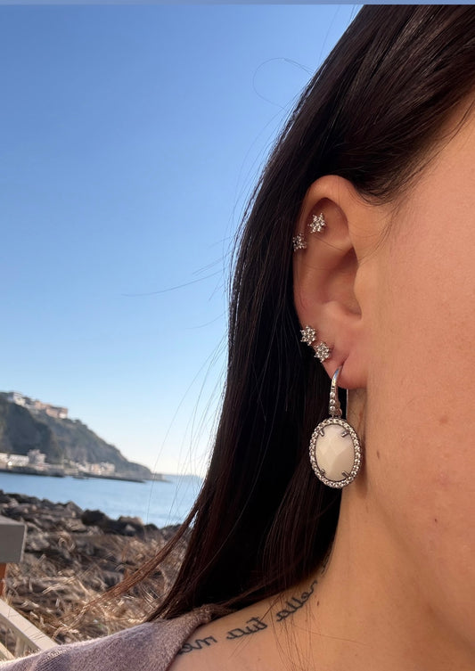 Orecchini in argento 925 pietra bianca
