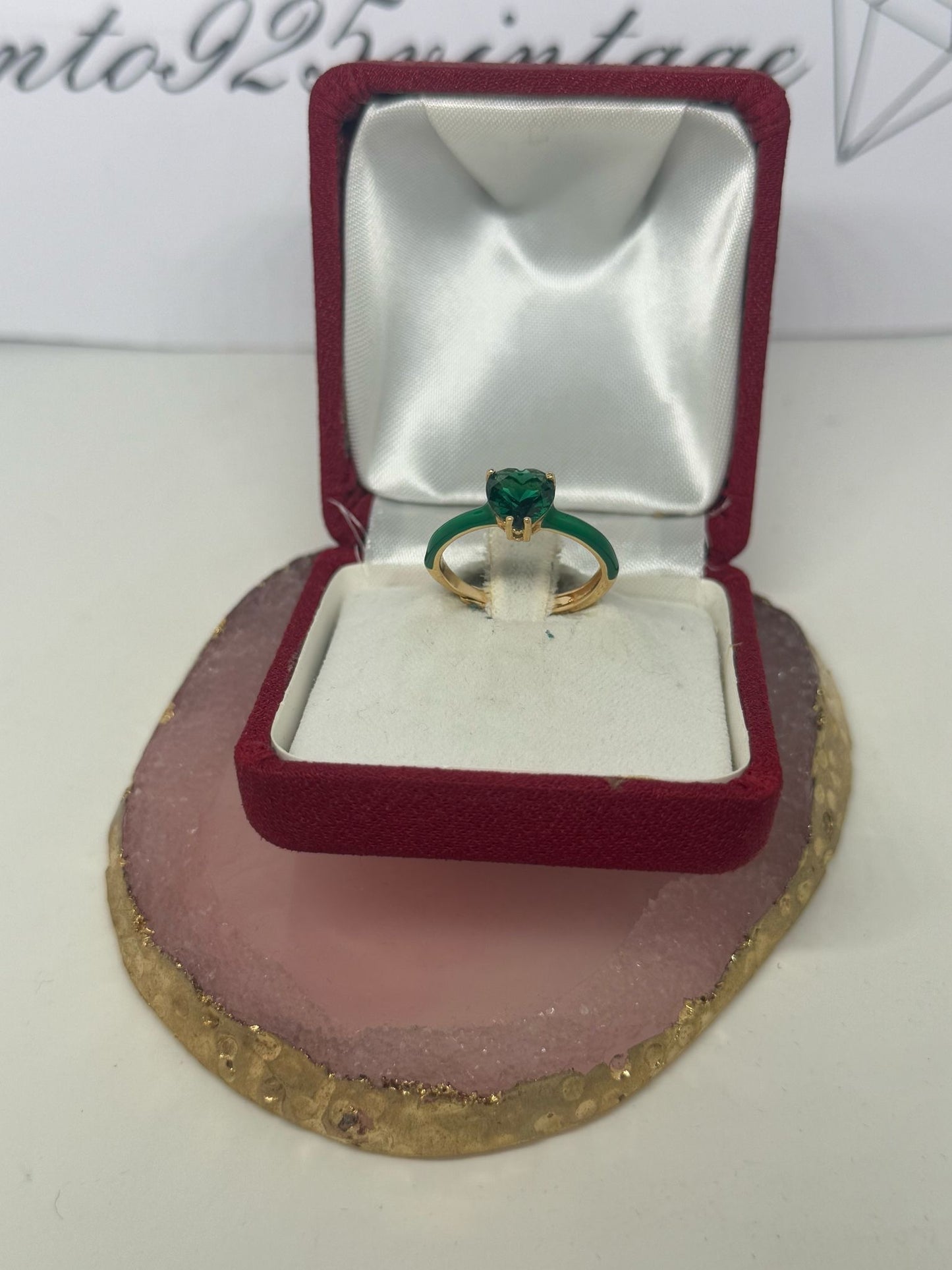 Anello in argento 925 cuore verde