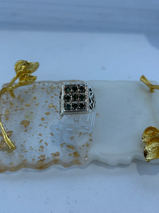 Anello in argento 925 radice di smeraldo