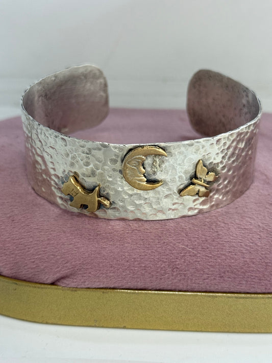 Bracciale in argento 925 cane,luna e farfalla