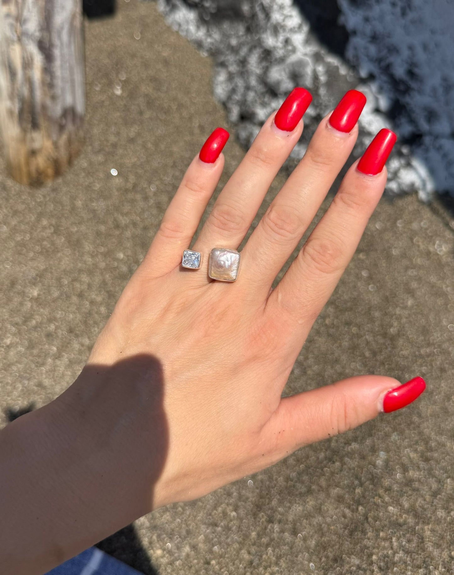 Anello in argento 925 perla e cristallo di rocca