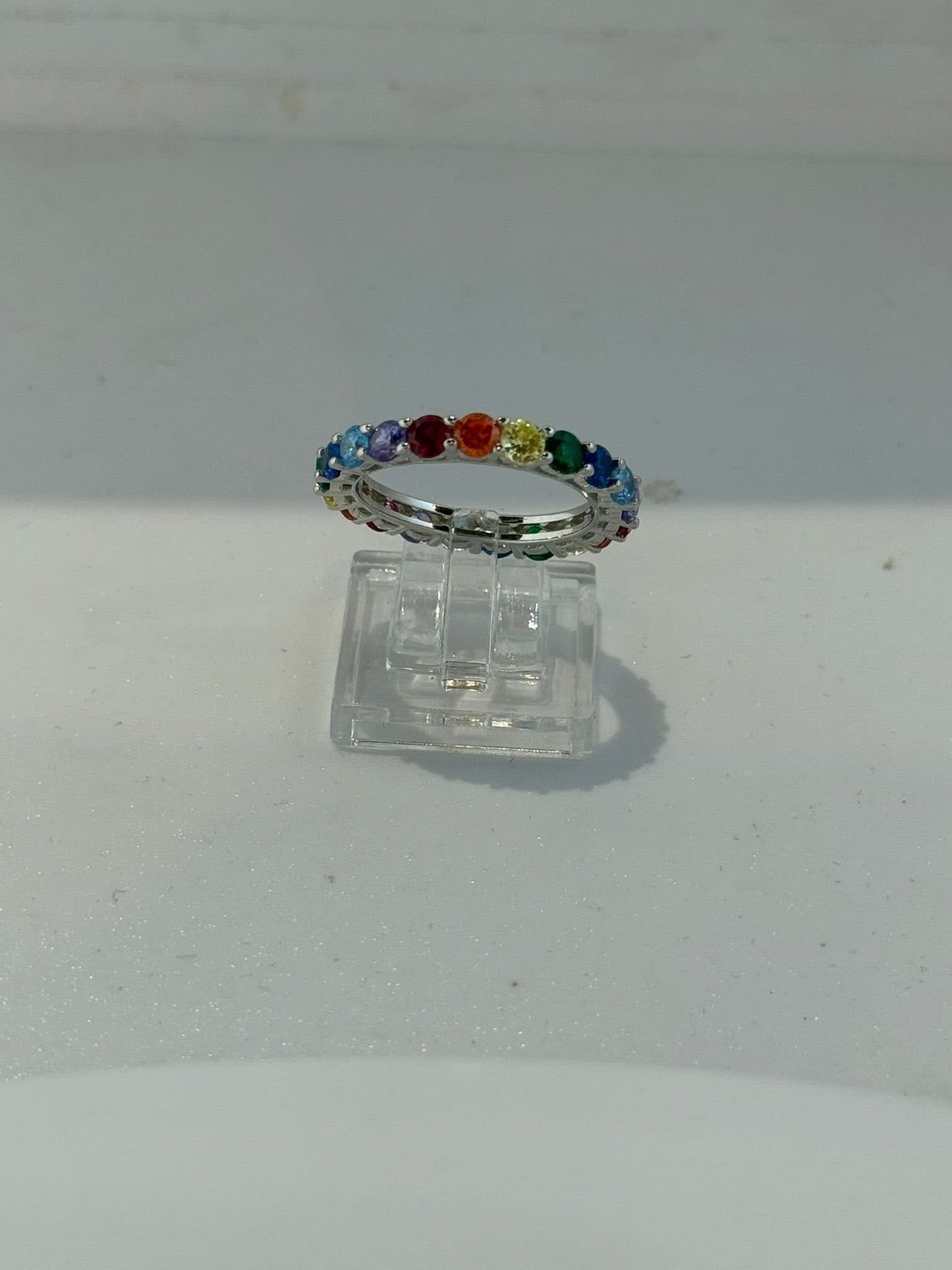 Anello Tennis Argento 925 Pietre Multicolor | Misura 19 | Pezzo Unico