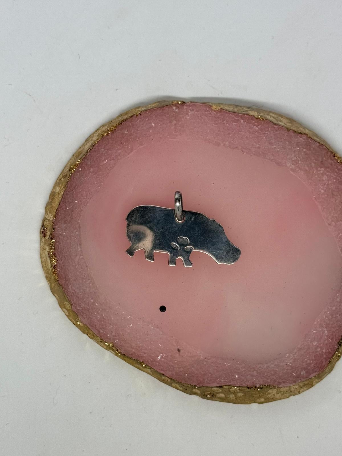 Ciondolo in argento 925 ippopotamo uno a erre