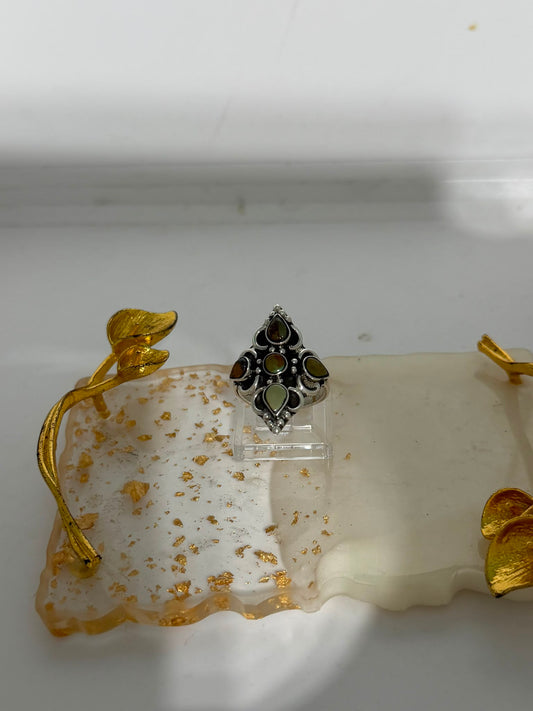 Anello in Argento 925 con Pietre Verdi e Marroni – Pezzo Unico