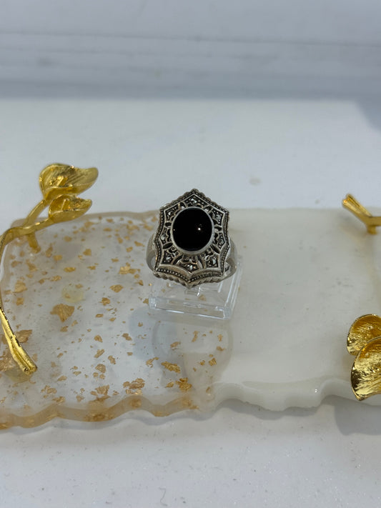 Anello in argento 925 onice nero