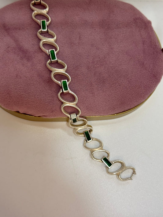 Bracciale in argento 925 smaltato verde