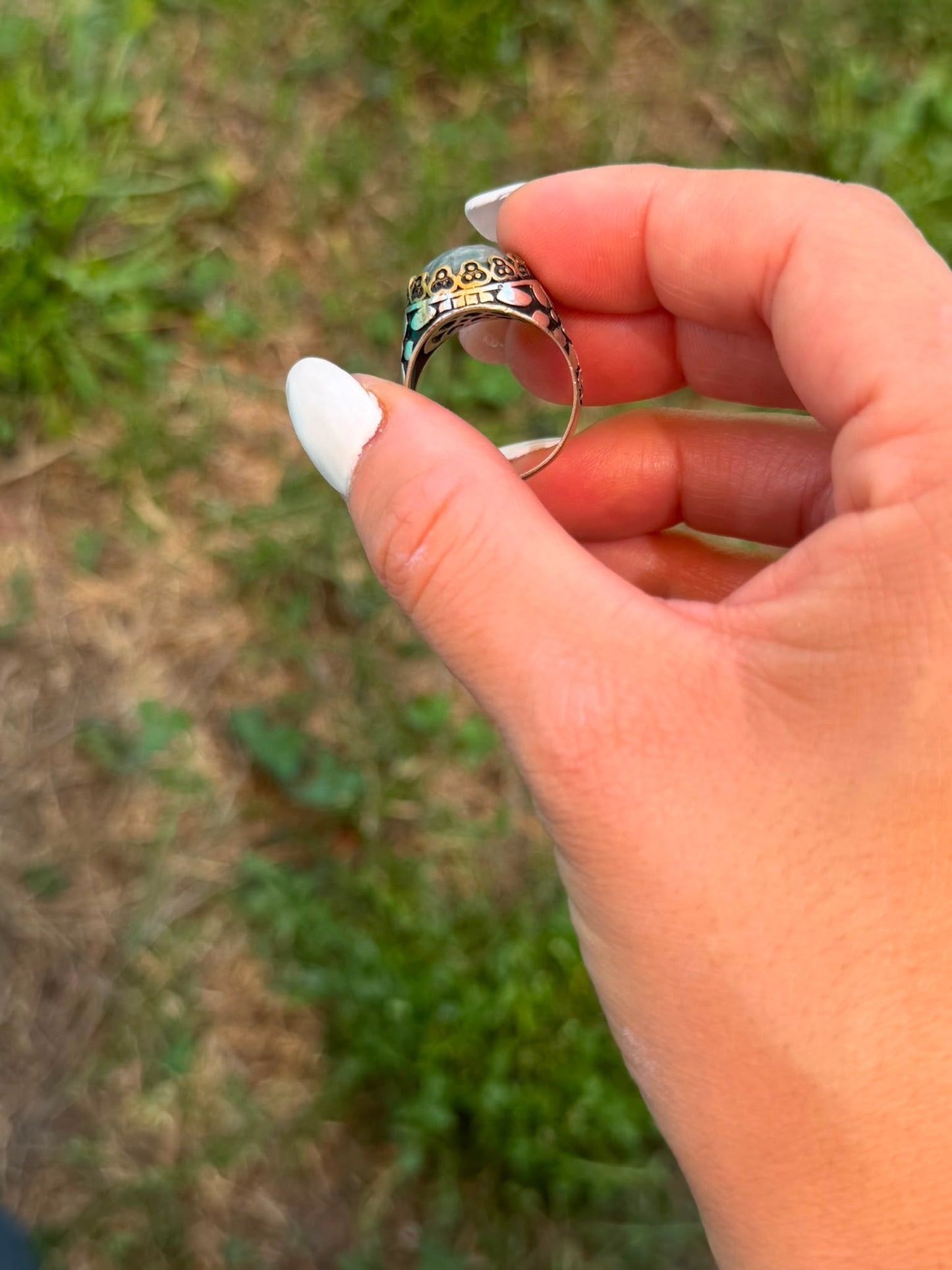Anello in Argento 925 con Pietra Azzurra Taglio Sfaccettato