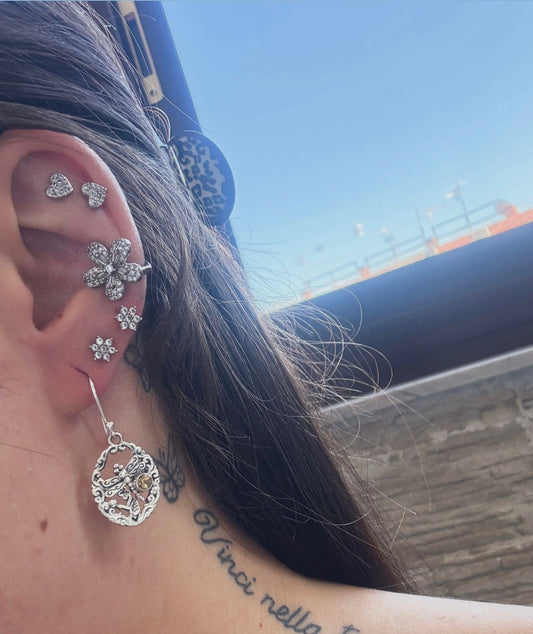 Orecchini in argento 925 libellula e citrino giallo