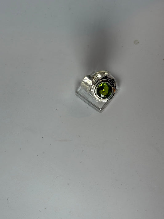 Anello Fascia Argento 925 con Serpentino Verde | Regolabile | Pezzo Unico