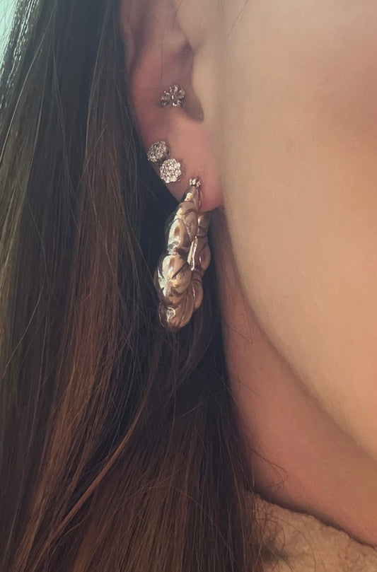 Orecchini cerchi bombati in argento 925