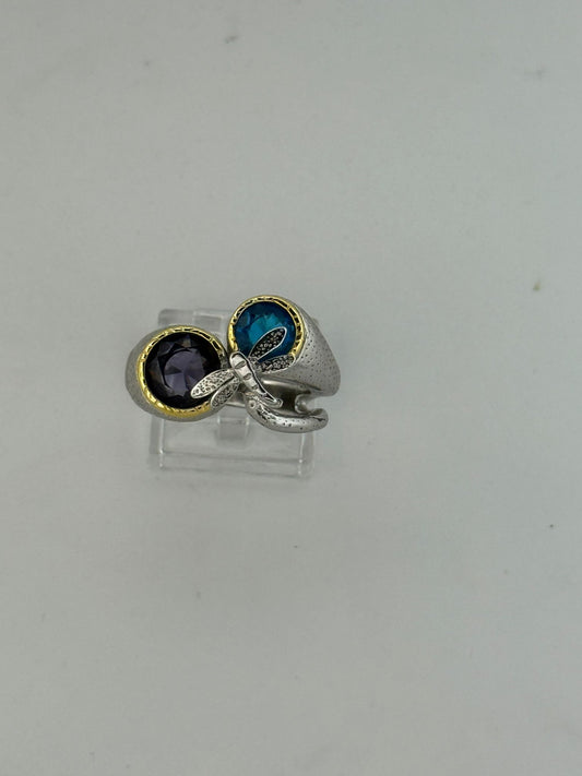 Anello in argento 925 ametista e topazio