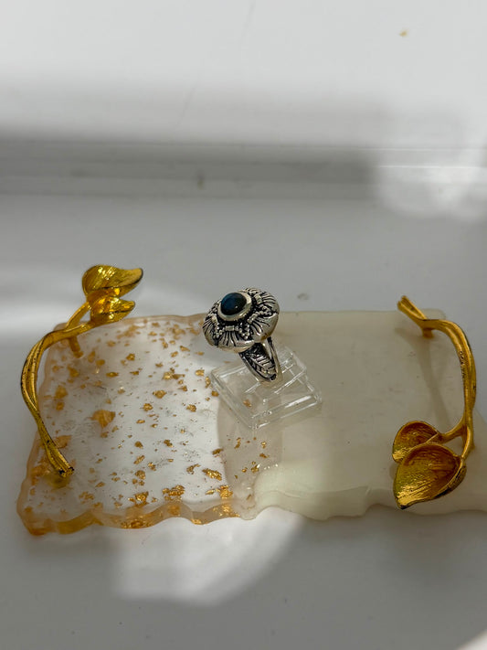 Anello Rosa in Argento 925 con Labradorite Verde – Pezzo Unico