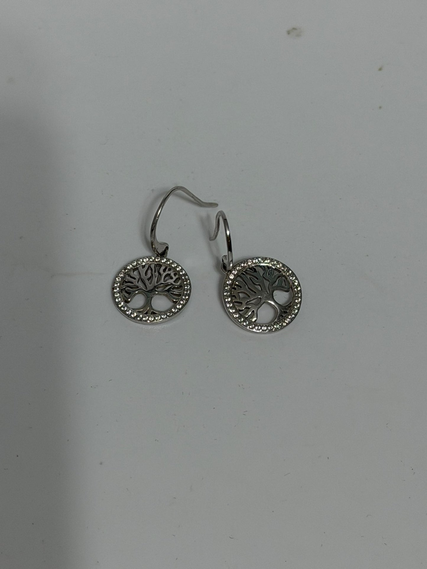Orecchini Pendenti in Argento 925 Albero della Vita con Zirconi Bianchi