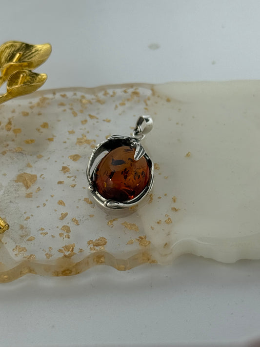 Collana in argento 925 con Ambra Baltica – Pezzo Unico Artigianale
