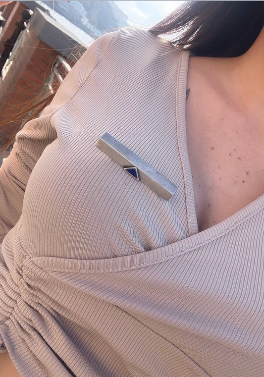 Spilla in argento 925 smaltata blu