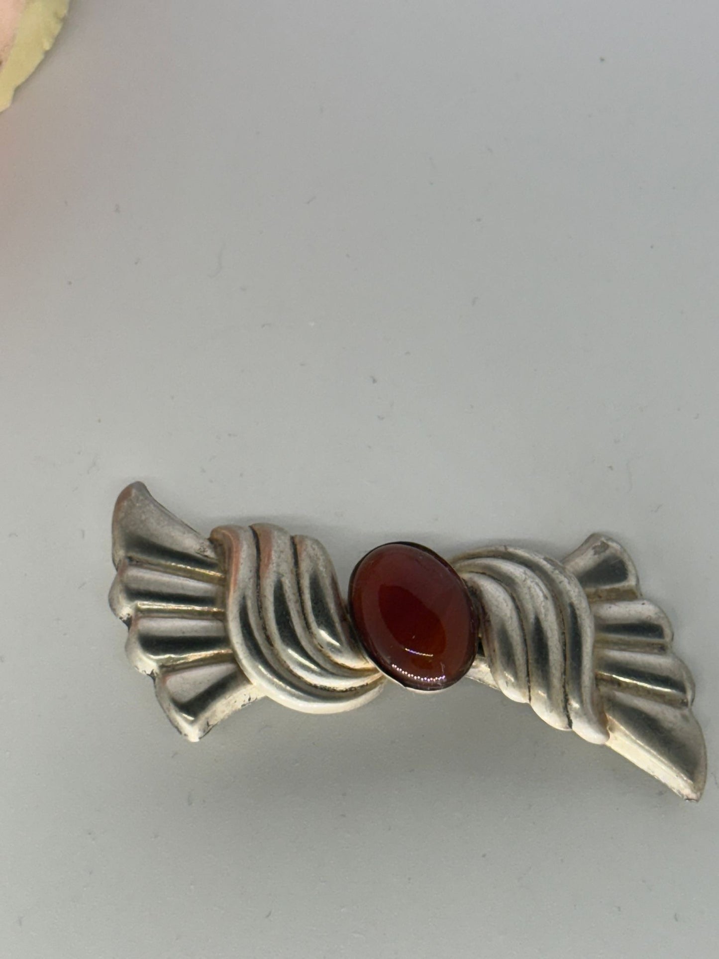 Spilla a fiocco argento 925 corniola