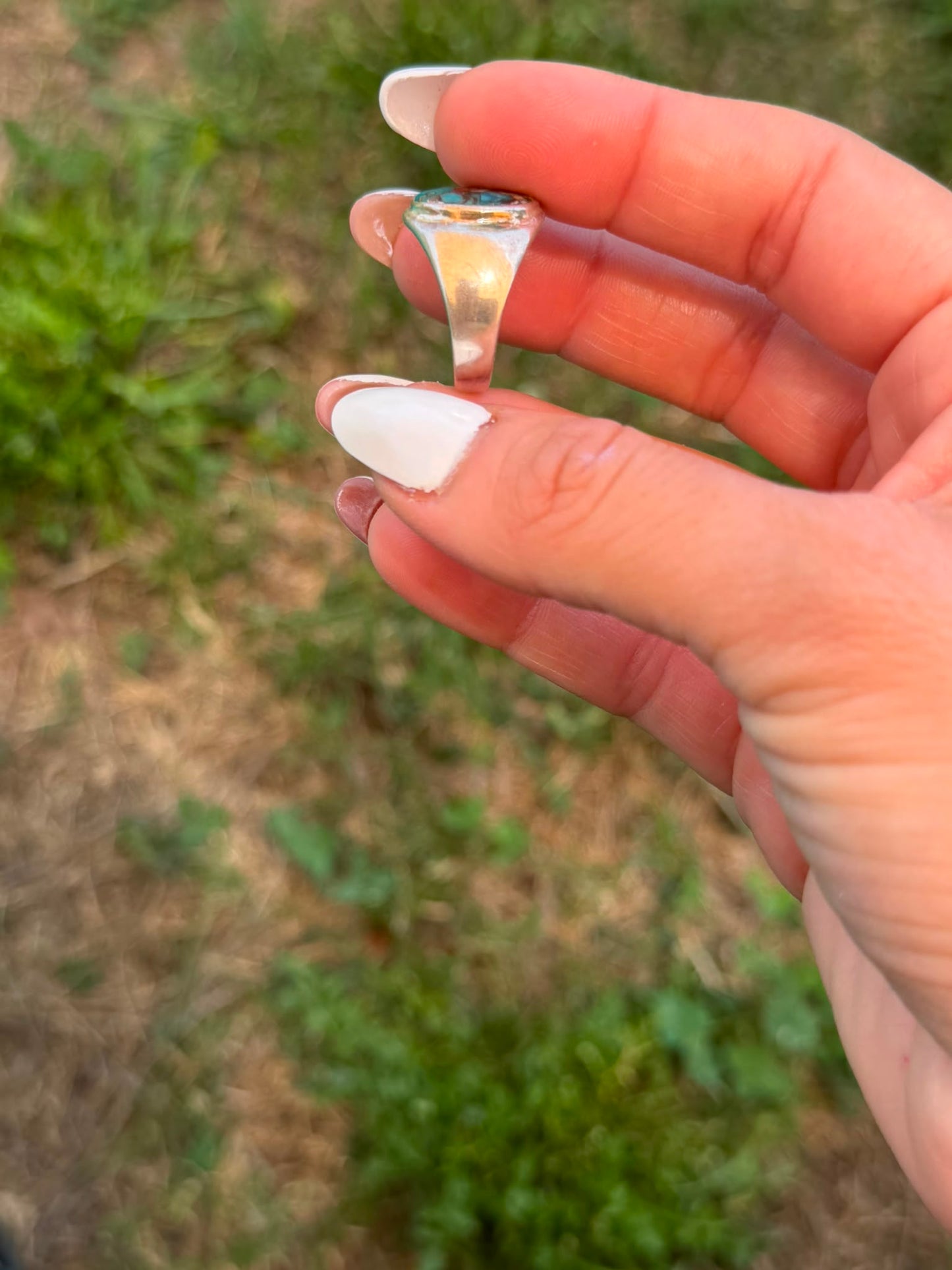 Anello Ovale in Argento 925 con Pietra Turchese Mistico