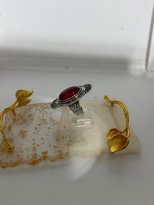 Anello in Argento 925 con Pietra Rossa – Pezzo Unico Artigianale