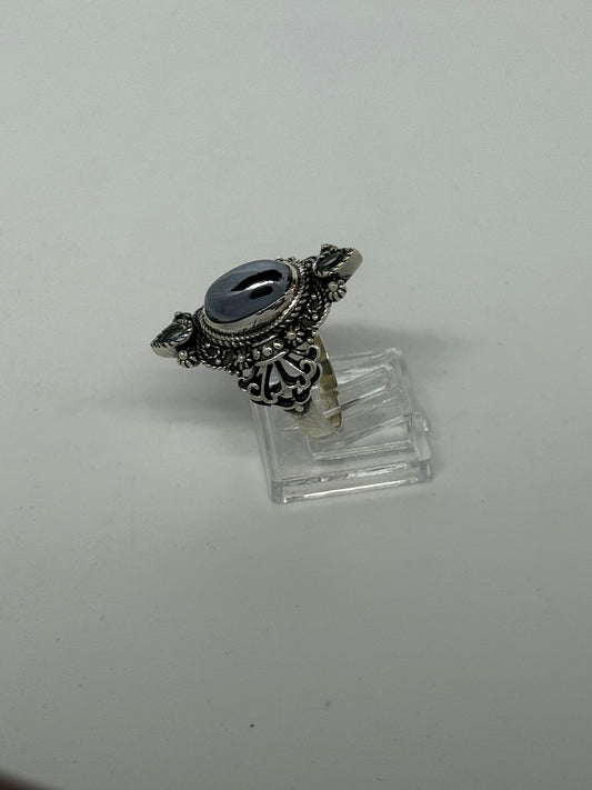 Anello in argento 925 ematite nera