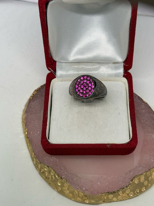 Anello in argento 925 pietre fuxia