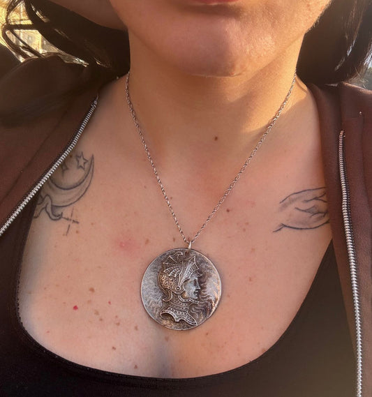 Collana in argento 925 moneta guerriero Romano
