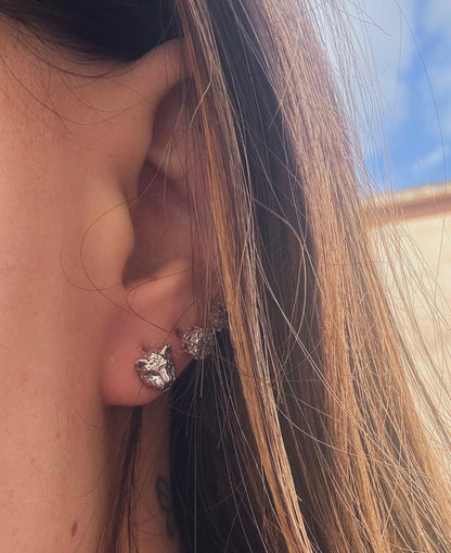 Orecchini Argento 925 Pantera Lobo | Pezzo Unico Vintage Animale