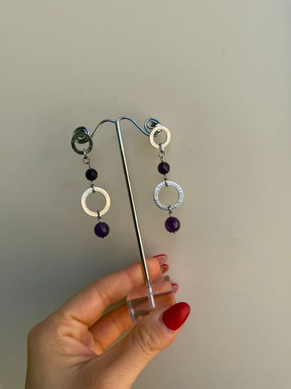 Orecchini in argento 925 ametista viola firmati – Artigianali