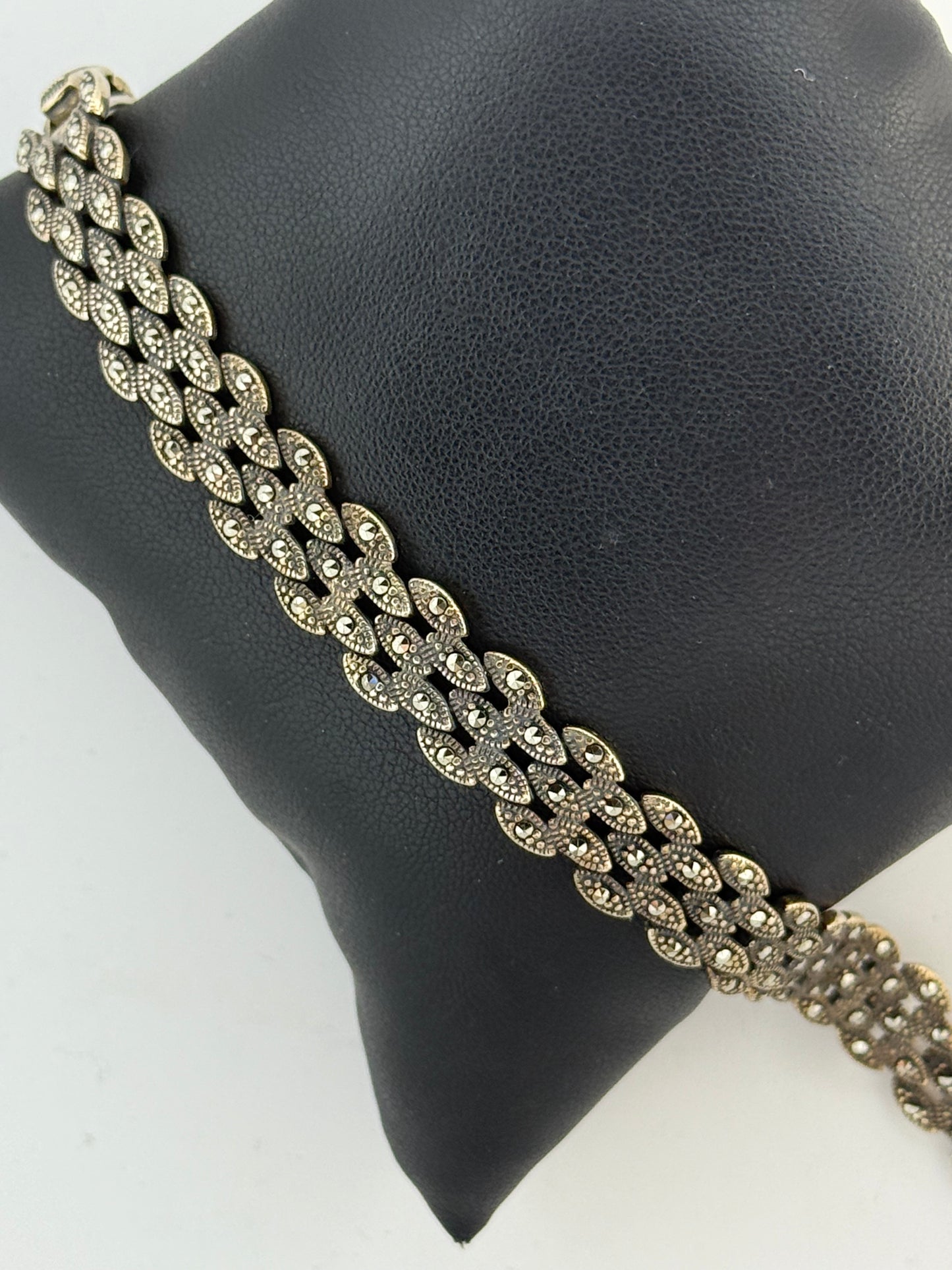 Bracciale Argento 925 Art Déco Marcasiti Incastonate - Vintage Elegante