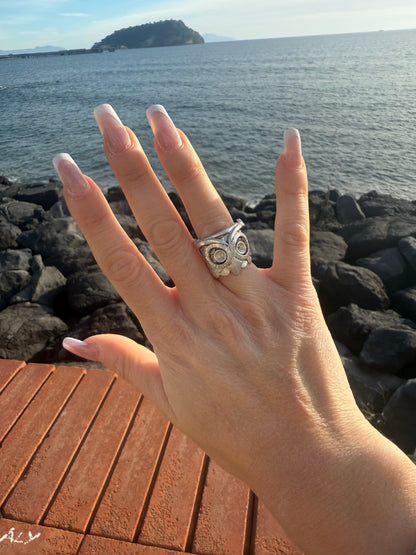 Anello civetta in argento 800