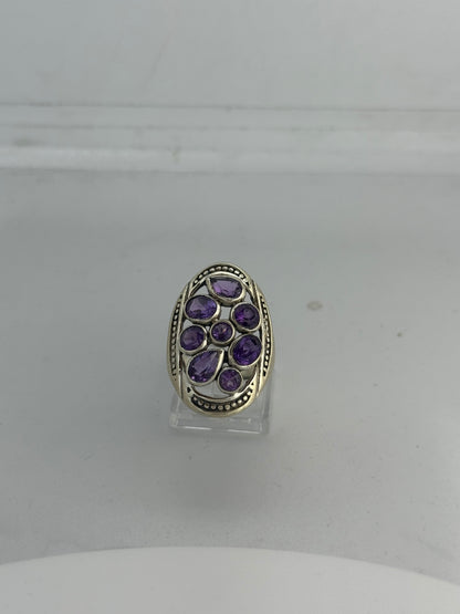 Anello Argento 925 Ametista Viola Sfaccettata | Misura 20-21 | Pezzo Unico