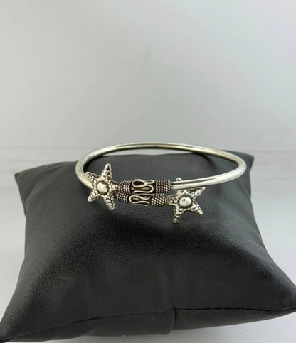 Bracciale Stelle in Argento 925 Stile Etnico – Regolabile con Doppia Stella