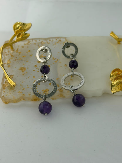 Orecchini in argento 925 ametista viola firmati – Artigianali
