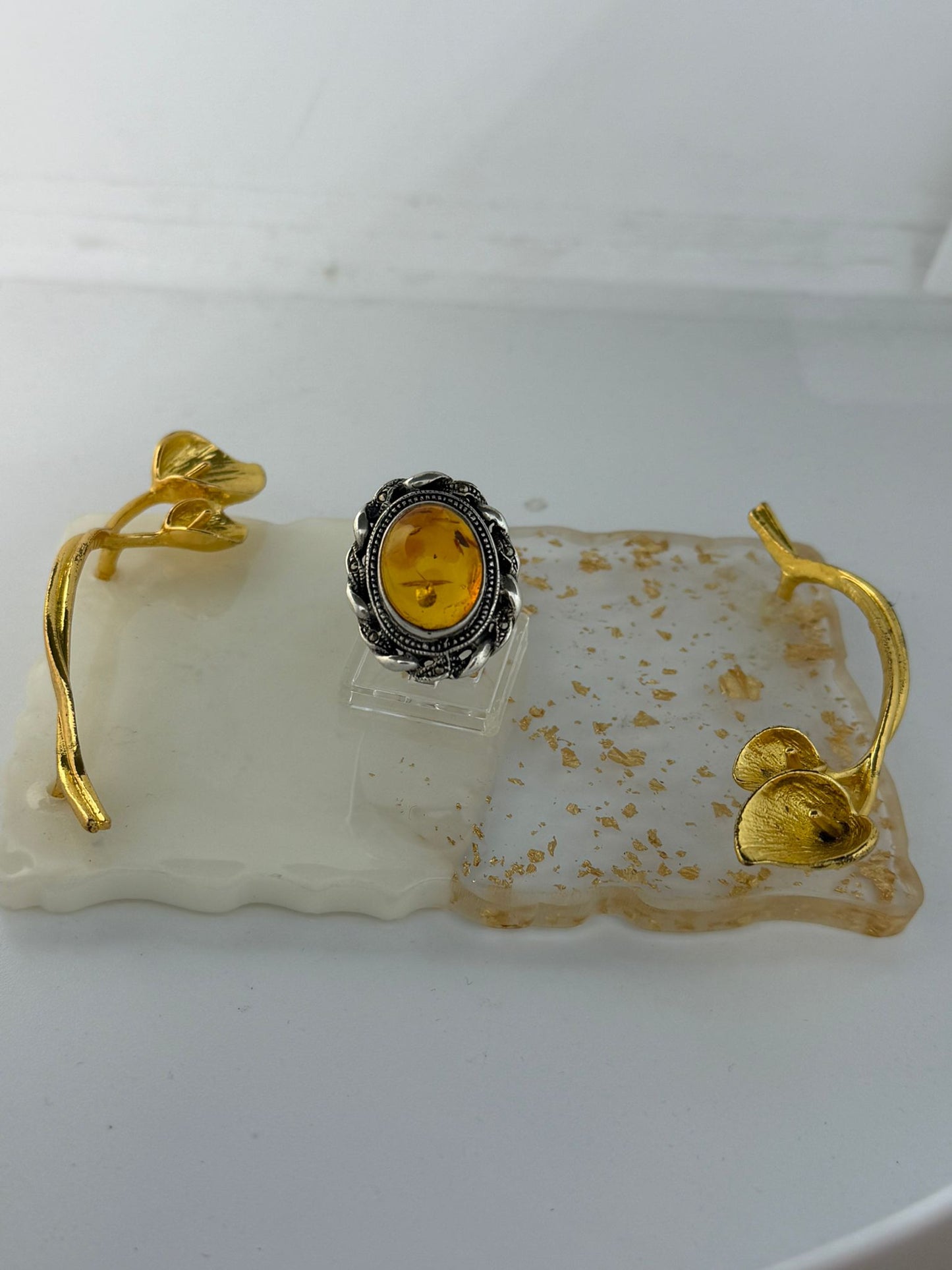 Anello in argento 925 ambra baltica – Pietra naturale