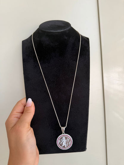 Collana in Argento 925 con Cammeo Angelo su Vera Conchiglia