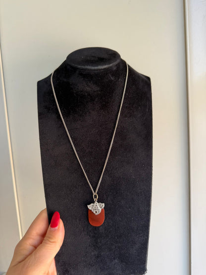 Collana in Argento 925 con Corniola | Pietra Naturale Artigianale