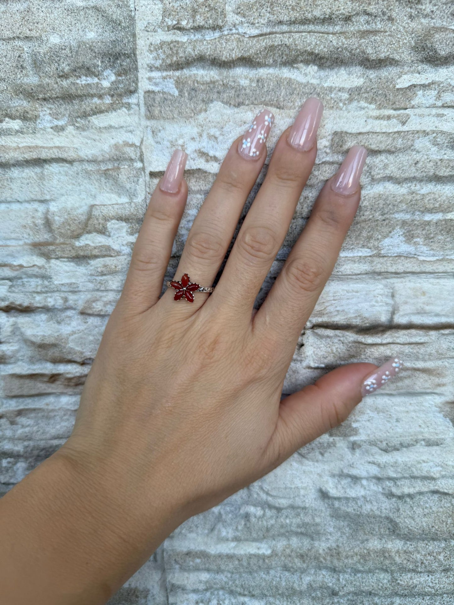 Anello in argento 925 fiore corniola