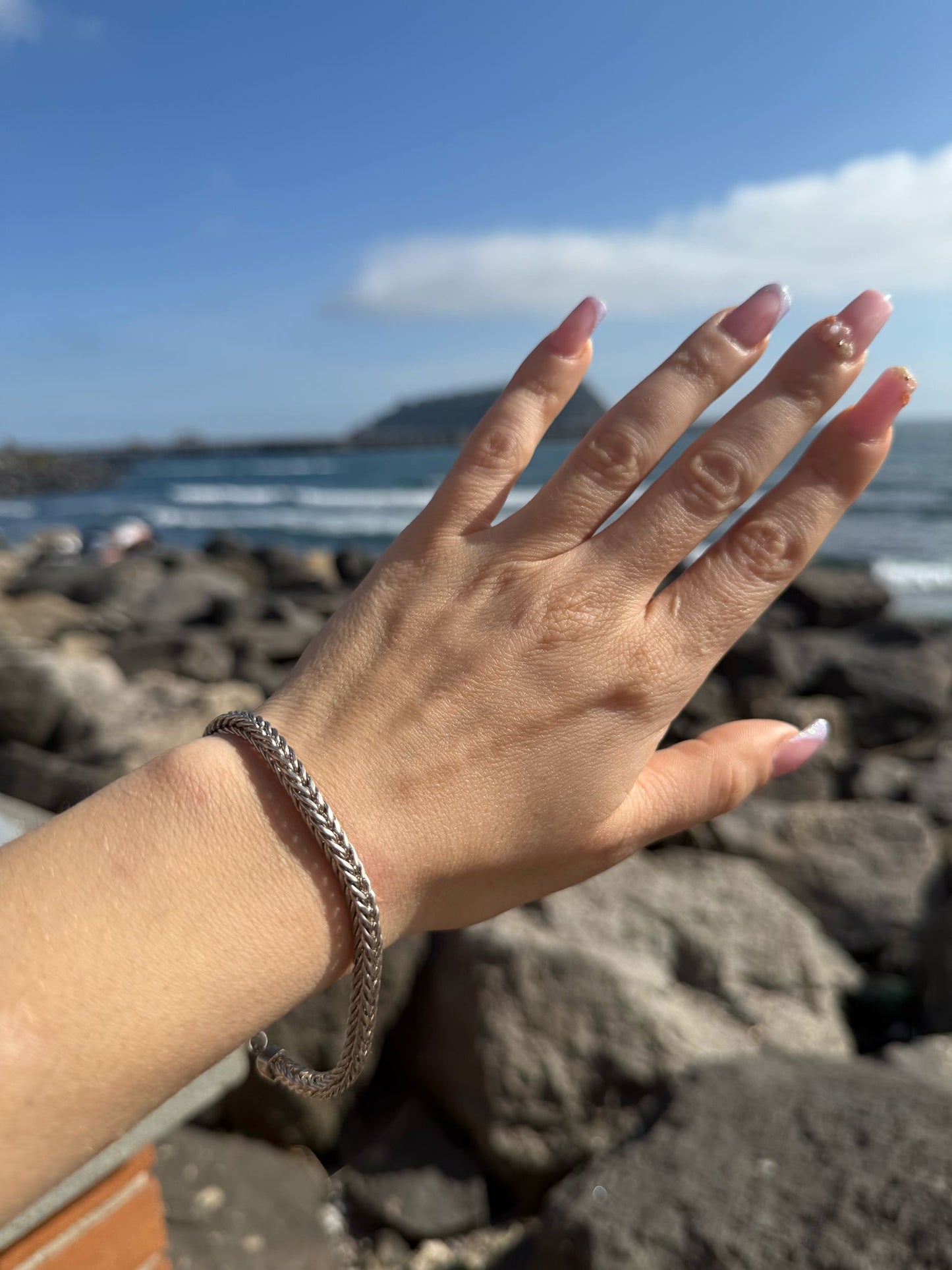 Bracciale treccia piatta in argento 925