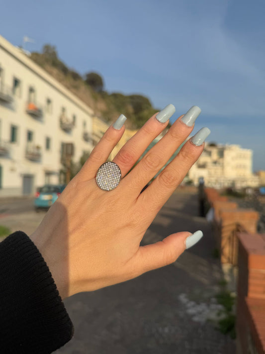 Anello pavè tondo in argento 925