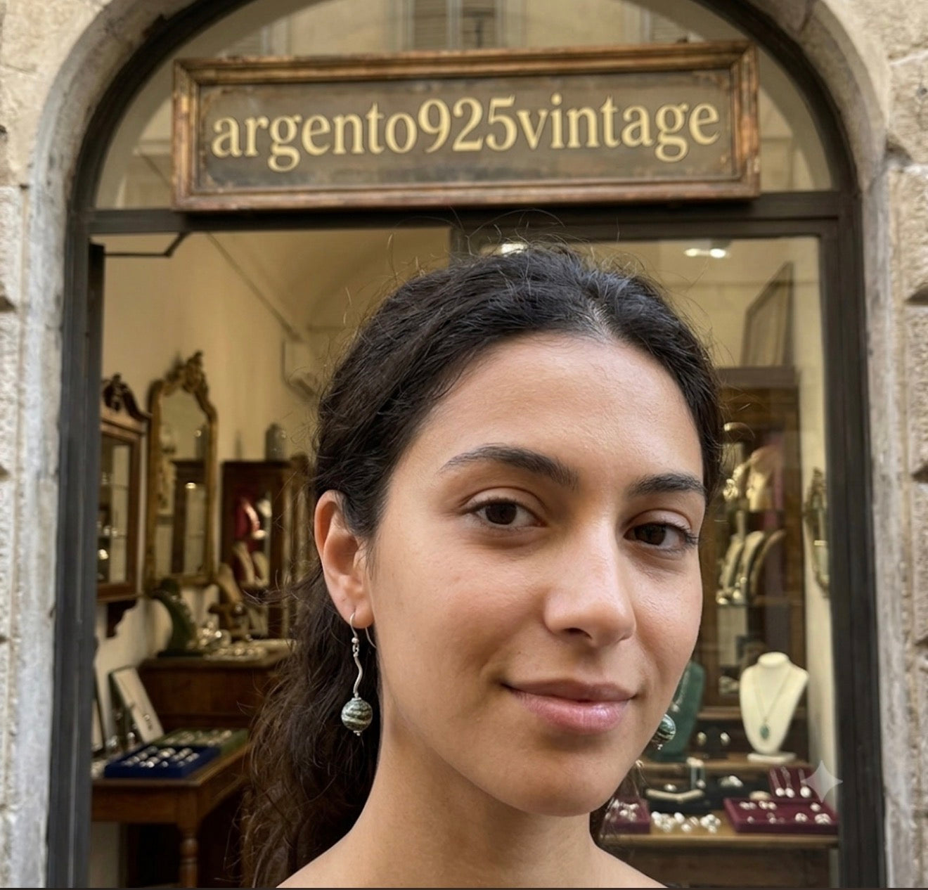 Orecchini Eleganti in Argento 925 con Pietra Verde Naturale – 4 cm