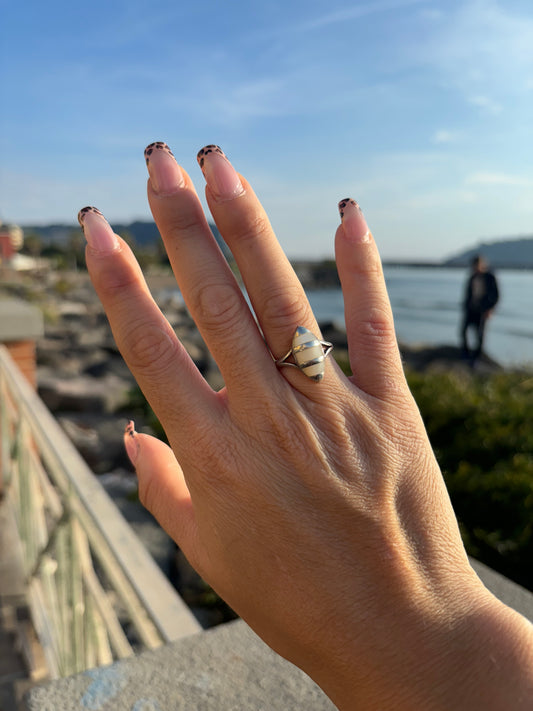 Anello in argento 925 madreperla bianca