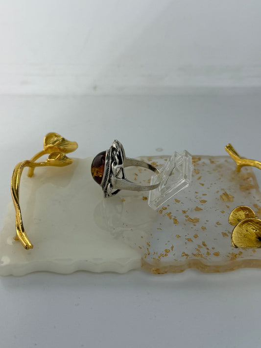Anello in argento 925 ambra baltica – Pietra naturale
