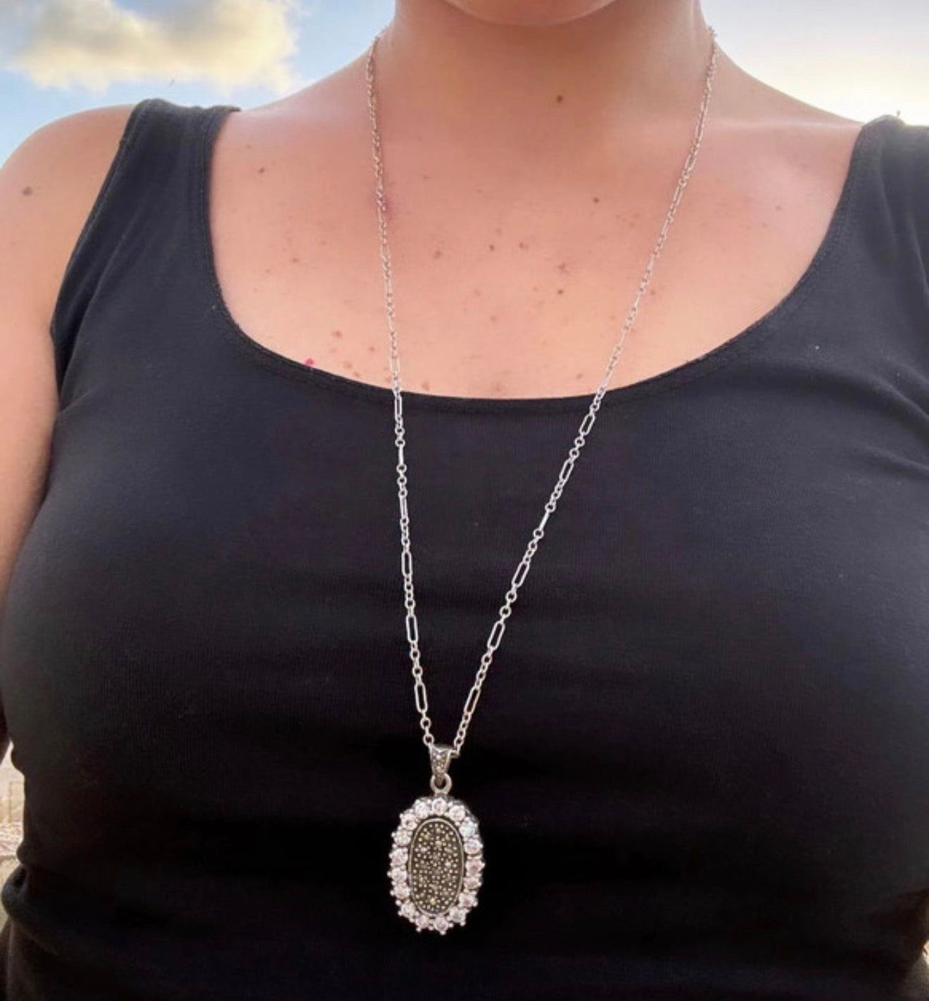 Collana in Argento 925 con Ciondolo Ametista Viola e Marcasiti