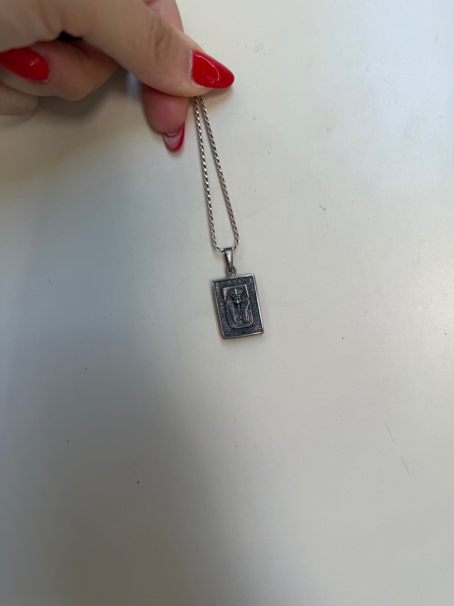 Collana con ciondolo faraone brunito in argento 925