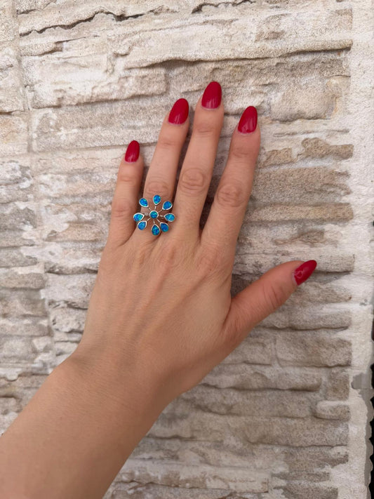 Anello Argento 925 Fiore con Opale – Pezzo Unico Artigianale